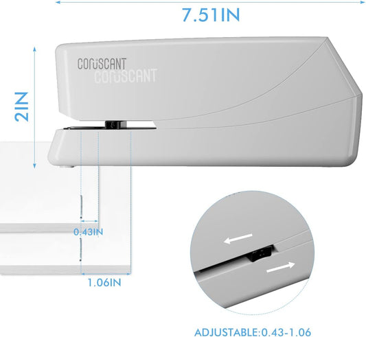 Coruscant Electric Stapler, Automatic Stapler, Heavy Duty,25 Sheet, Store 210 Staples,Includes 2000 Staples and 1 Staple Remover. Electric Desktop AC or Battery Powered for Home/Office Use