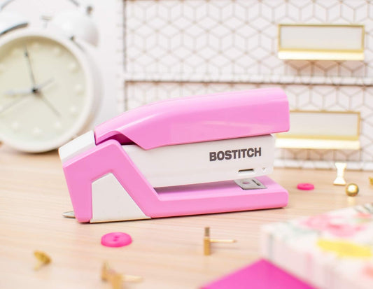 Bostitch Office InCourage Spring-Powered Compact Stapler, 3-in-1, Plastic, Half Strip, 20 Sheet Capacity, BCA Pink (1588)