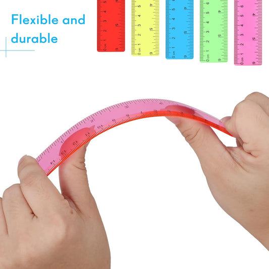 Zonon 50 Pcs 6''/12'' Plastic Rulers Bulk Flexible Straight