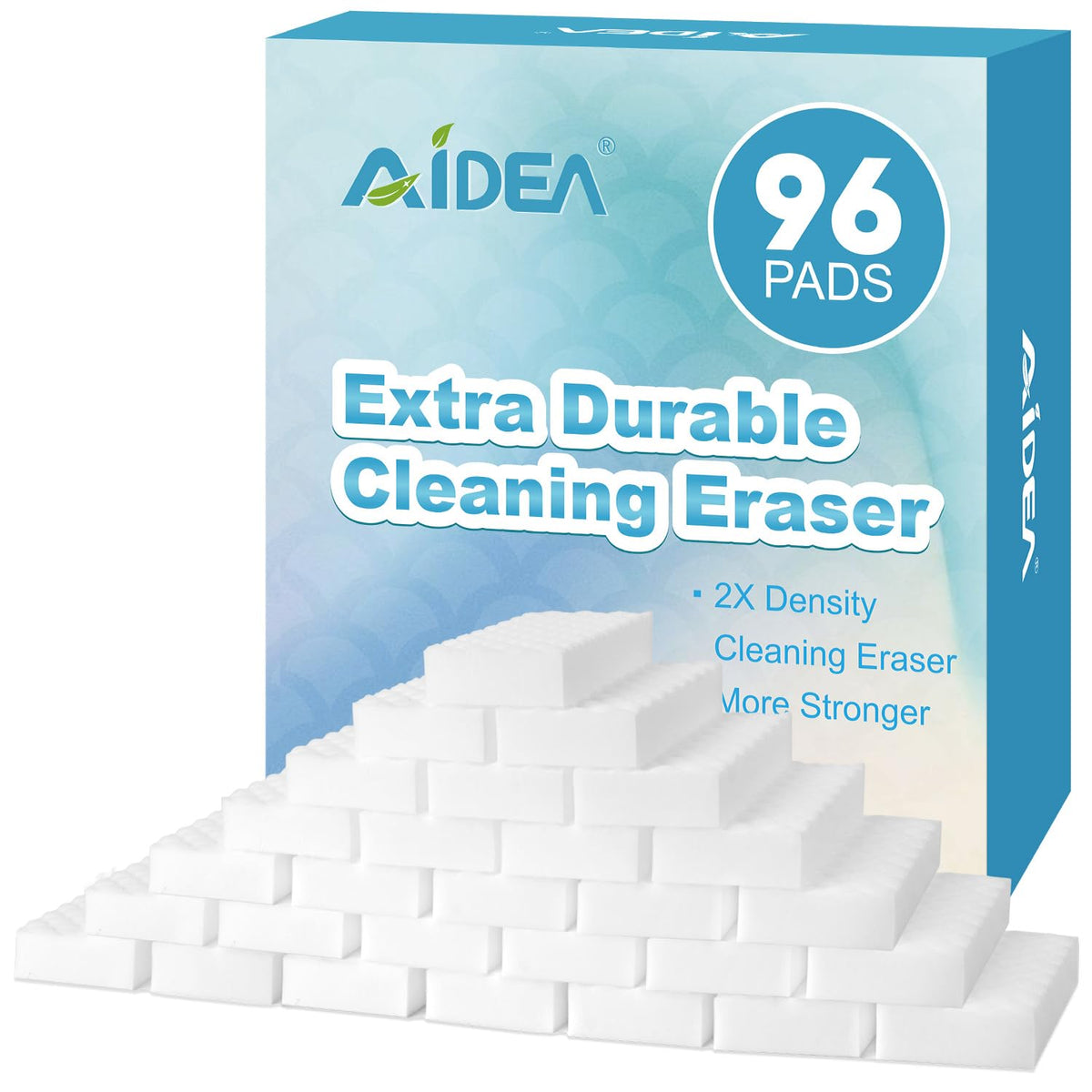AIDEA Magic Sponges Cleaning Eraser, 2X Density Stronger Sponge for Household, Powerful Scrubber Foam Pads, Multi-Surface Cleaning Supplies for Kitchen, Furniture, Bathroom, Sink, Wall, 48 Pads