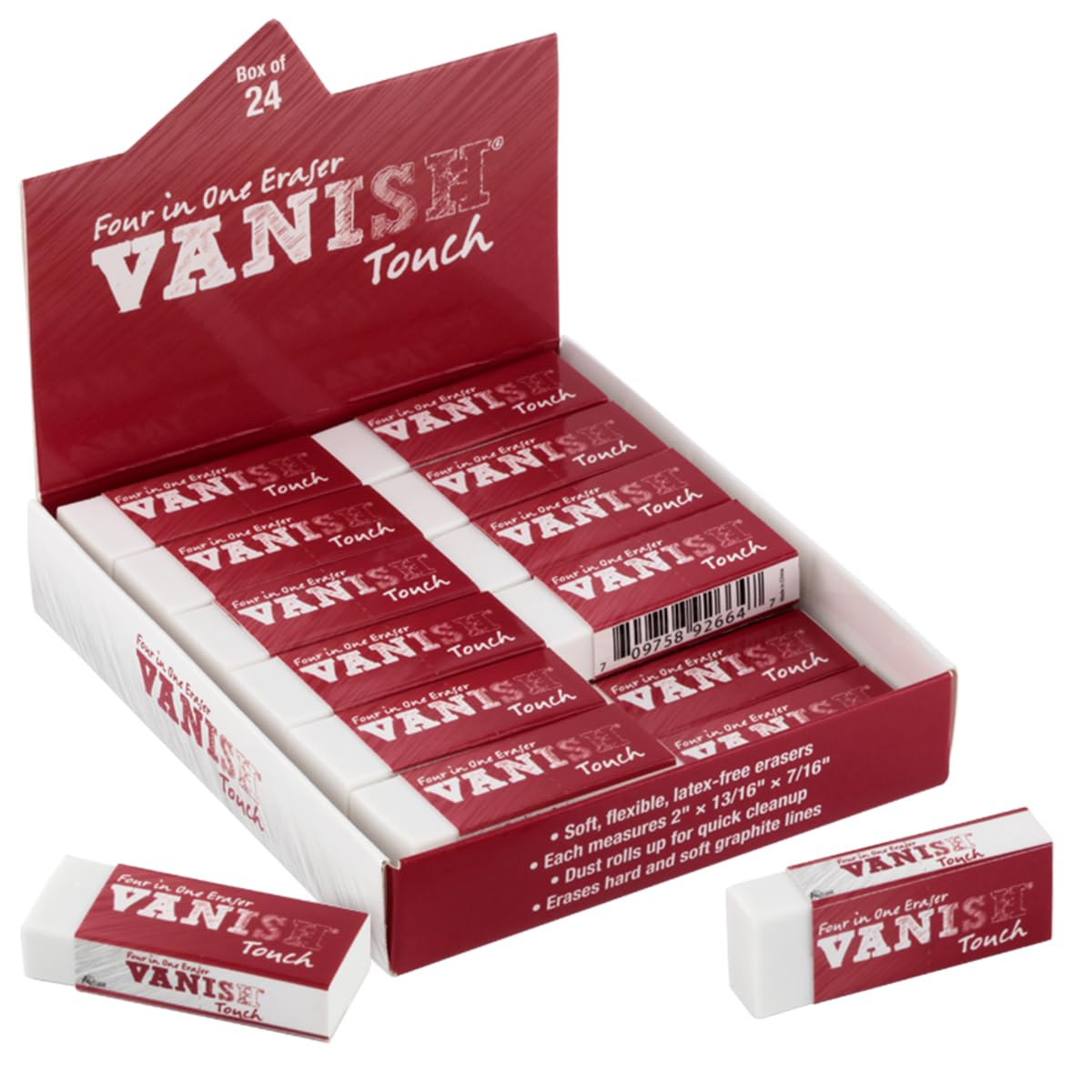 Acurit Vanish Touch Artist Eraser, Latex-Free, 3 Pack - Soft, Flexible Pencil Erasers, Sketching Supplies W/Protective Sleeve - Graphite, Charcoal, Pastel Compatible