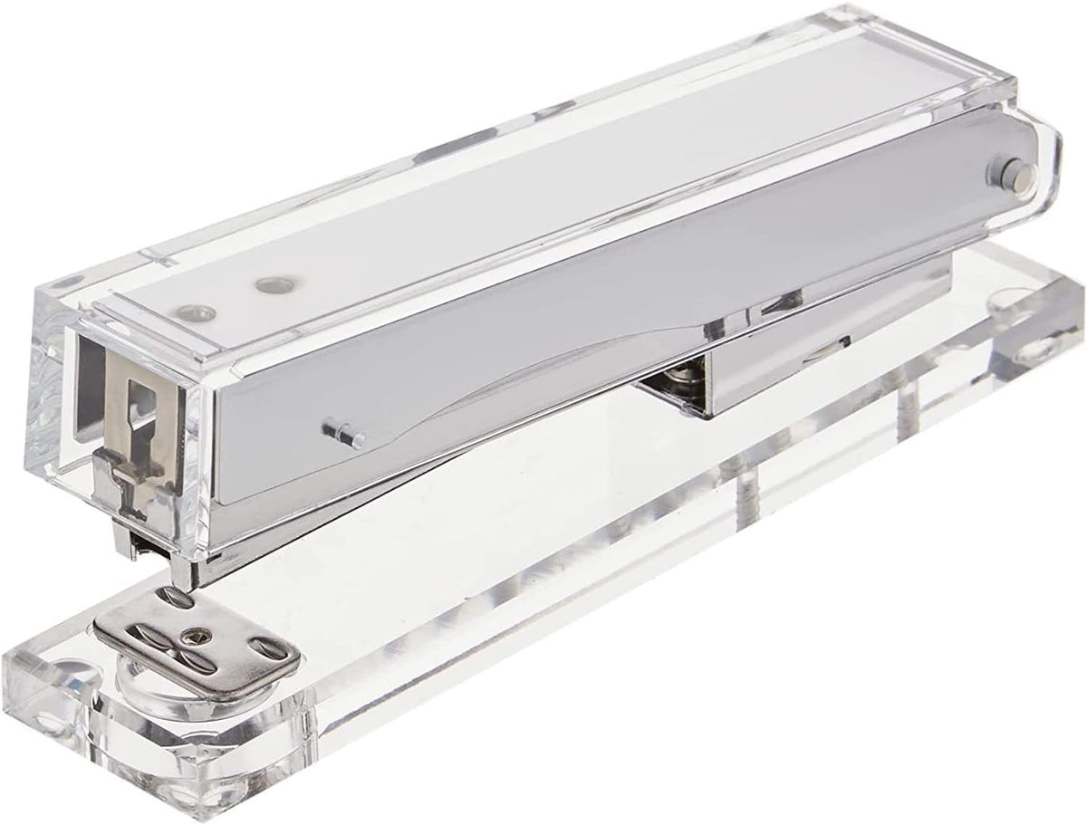 Kantek Clear Acrylic Desk Stapler, Large Capacity Holds a Full Strip of Standard Staples, 1.4" x 6" x 2.3", Non-Skid Feet, Office Organizer, Desk Accessory