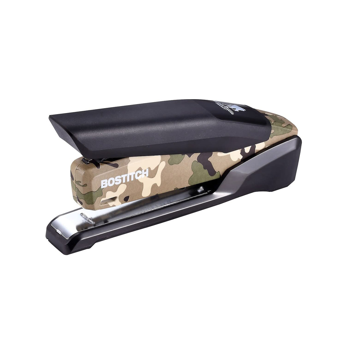 Bostitch Office Executive Metal Desktop Stapler, 3 in 1 Spring Powered Stapler, One Finger, Staple Storage Compartment & Staple Remover, Includes 210 Staples, 28 Sheet Capacity, Black/Gray