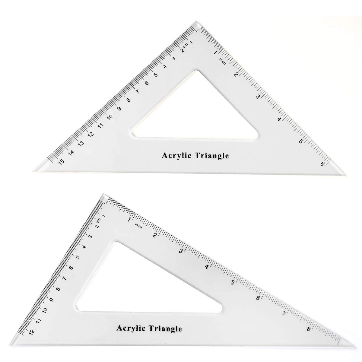 Coopay Large Triangle Ruler Set, Clear Acrylic, 30/60 and 45/90 Degrees