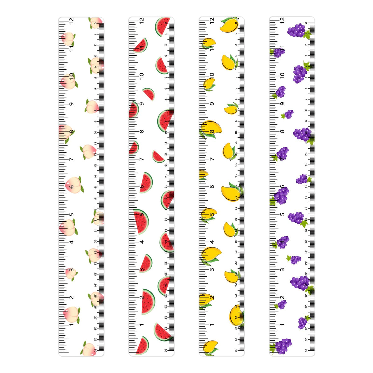 BAYTORY 4Pcs Transparent Acrylic Ruler 12 Inch, Plastic Straight Rulers