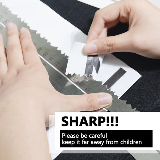 3Pcs Metal Irregular Edges Ruler for Paper Tearing, 12" Measuring Tool