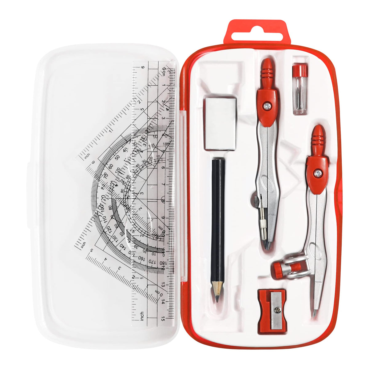 Unjoo Math Geometry Set 10 Pcs, Compass and Protractor for Students(Green)
