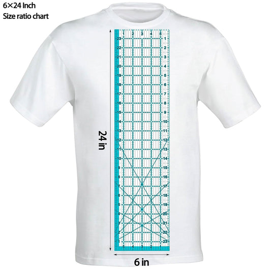 Acrylic Ruler 7 Piece Set, Non Slip Rings 50 Pieces, Quilting Rulers, Size (6"x24"), (2"x24"), (3"x18"), (3"x8"), (1.5"x12"), (1"x12"), (1"x6") (Blue-7 Piece Set)