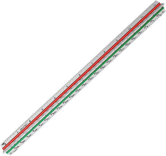 1 Pack 12" Architectural Scale Ruler Triangular Ruler, Color-Coded