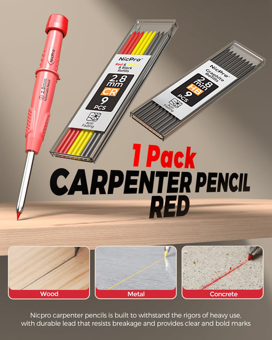 Nicpro Woodworking Scriber T Ruler with Pencil, Aluminum Alloy T Square