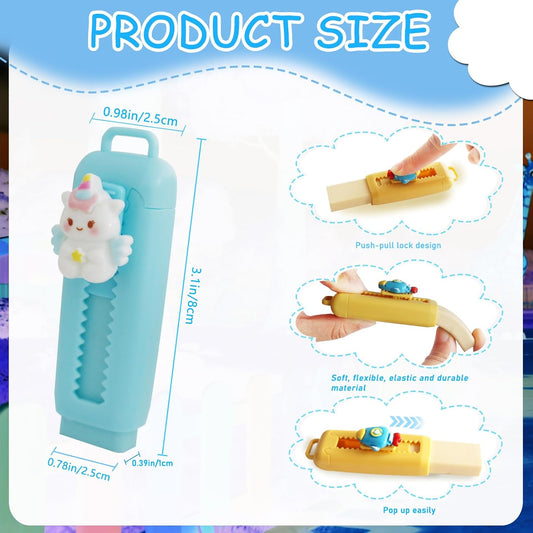 24 Pcs Cute Retractable Eraser for Pencils | Kawaii School Supplies Erasers| Back to Schools Essentials|Cute Erasers Supplies| Perfect Back to School Gifts