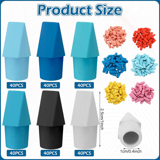 Dunzoom 240 Pcs Pencil Top Erasers Cap Bulk Blue Pencil Toppers