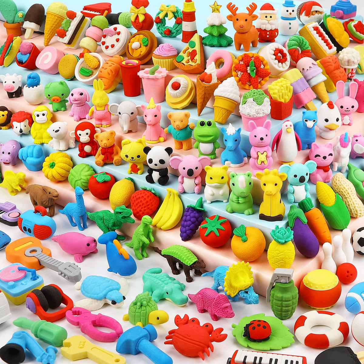 120 Pcs Animal Pencil Erasers, Desk Pets for Treasure Box, Classroom Prizes