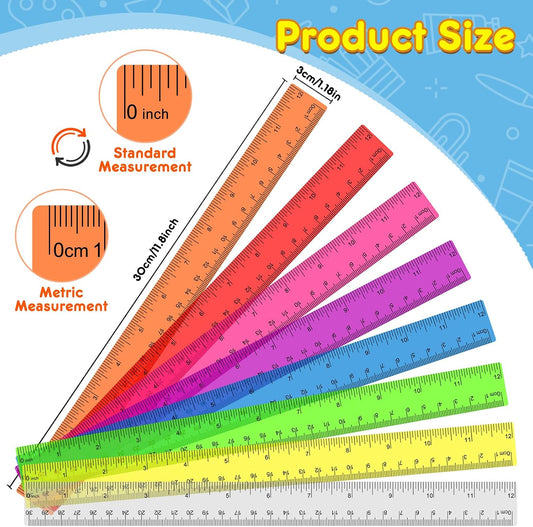 32 Pcs Clear Plastic Rulers, 12 Inch Transparent Rulers for Classroom