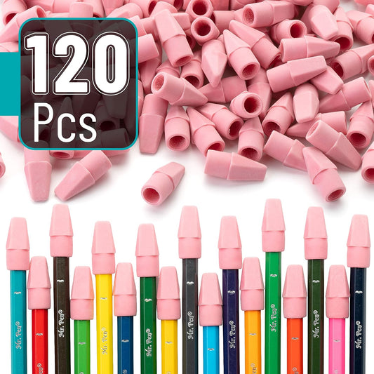 Mr. Pen- Pencil Top Erasers, 120 Pack, Pink, Latex-Free
