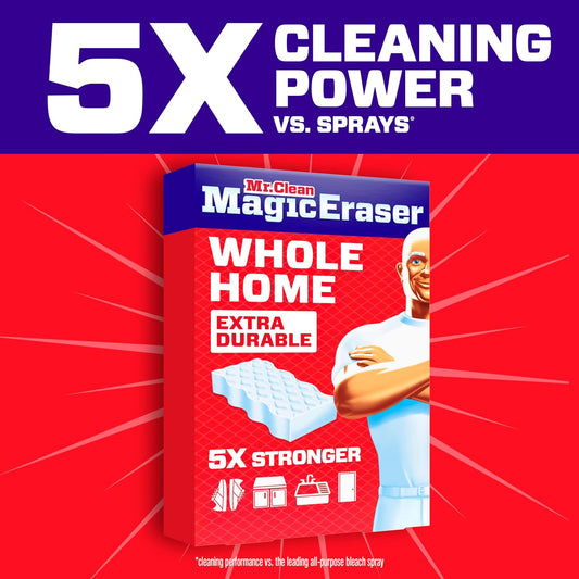 Mr. Clean Magic Eraser, All Purpose Cleaner, Cleaning Scrubber, Wall, Sneaker, Kitchen, Bathroom, Shower Cleaning Supplies, Melamine Pads, Whole Home Extra Durable, 12ct