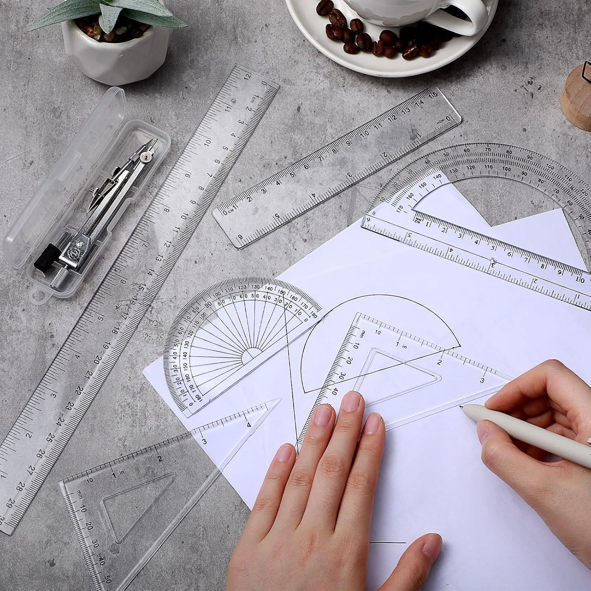 Clear Metric & Inch Student Rulers