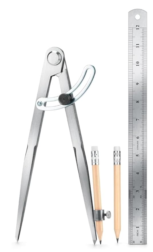 12 Inch Compass Geometry Tool with Protractor Ruler & Pencils