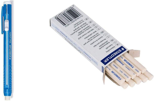 Staedtler Stick Eraser Holder and Eraser Refills(Pack of 10) Set