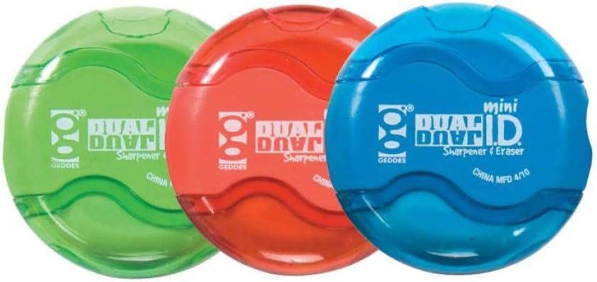 Raymond Geddes Mini Dual ID Pencil Sharpener and Eraser (Pack of 24)