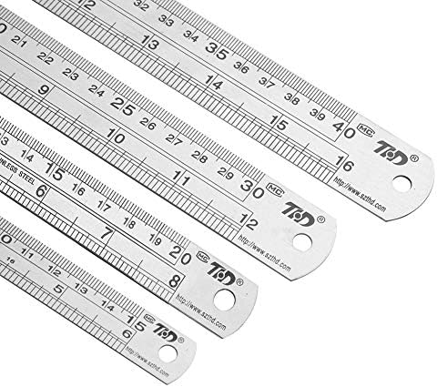 ZZTX Metal Ruler 6 Inch 8 Inch 12 Inch 16 Inch Stainless Steel 4 Pack