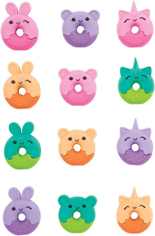 Raymond Geddes Donut Pencil Top Erasers (Pack of 48)