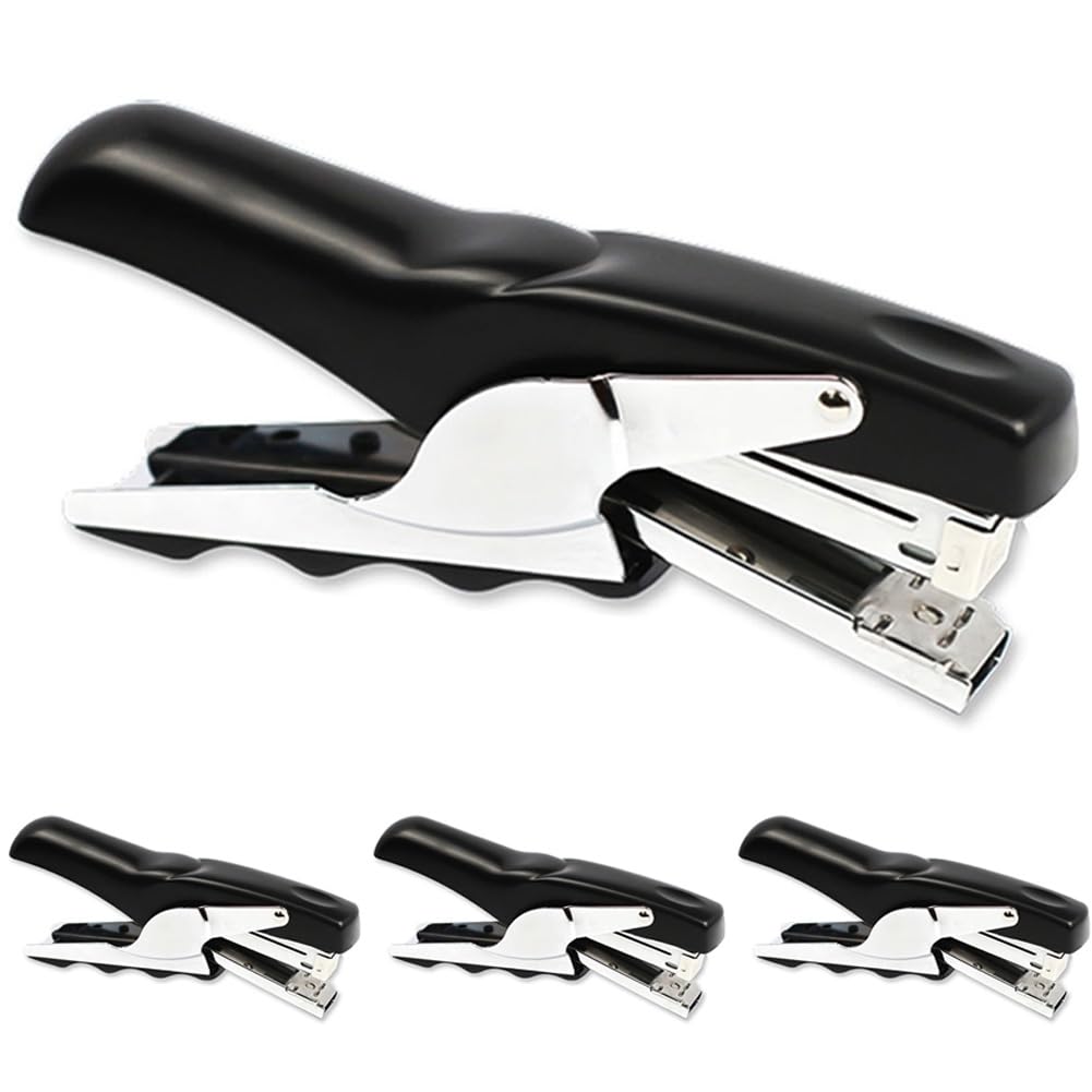 Stapler with 1000 Staples-Plier Stapler Save 60% Power,Good for Stapling at Home School or Warehouse (Black Plier Stapler)