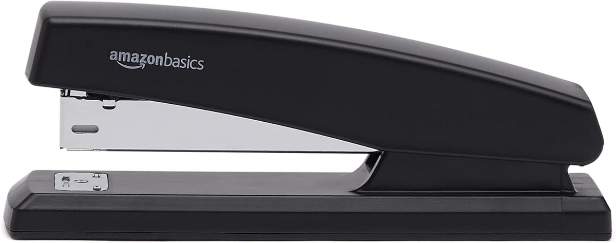 Amazon Basics Desktop Office Stapler, Lightweight, 25 Sheet Capacity, Non-Slip, Black, 3-Pack with 1000 Staples