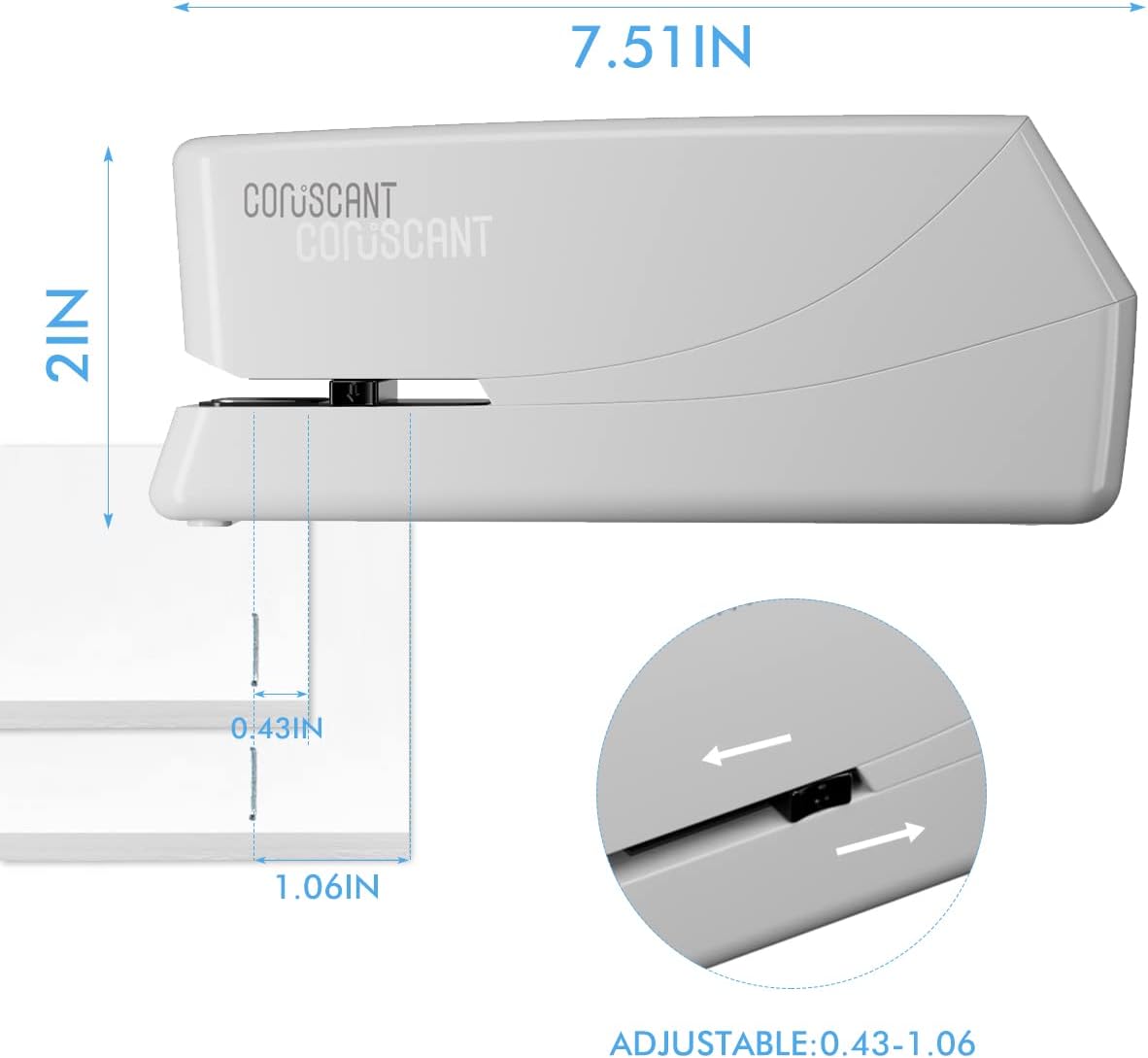 Coruscant Electric Stapler, Automatic Stapler, Heavy Duty，25 Sheet, Store 210 Staples，Includes 2000 Staples and 1 Staple Remover. Electric Desktop AC or Battery Powered for Home/Office Use
