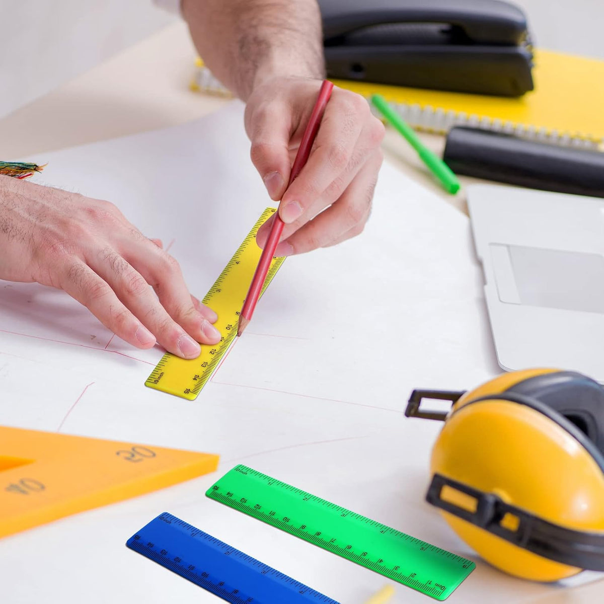 32 Pcs 6 Inch Small Rulers Bulk Plastic Mini Ruler for Kid Classroom School