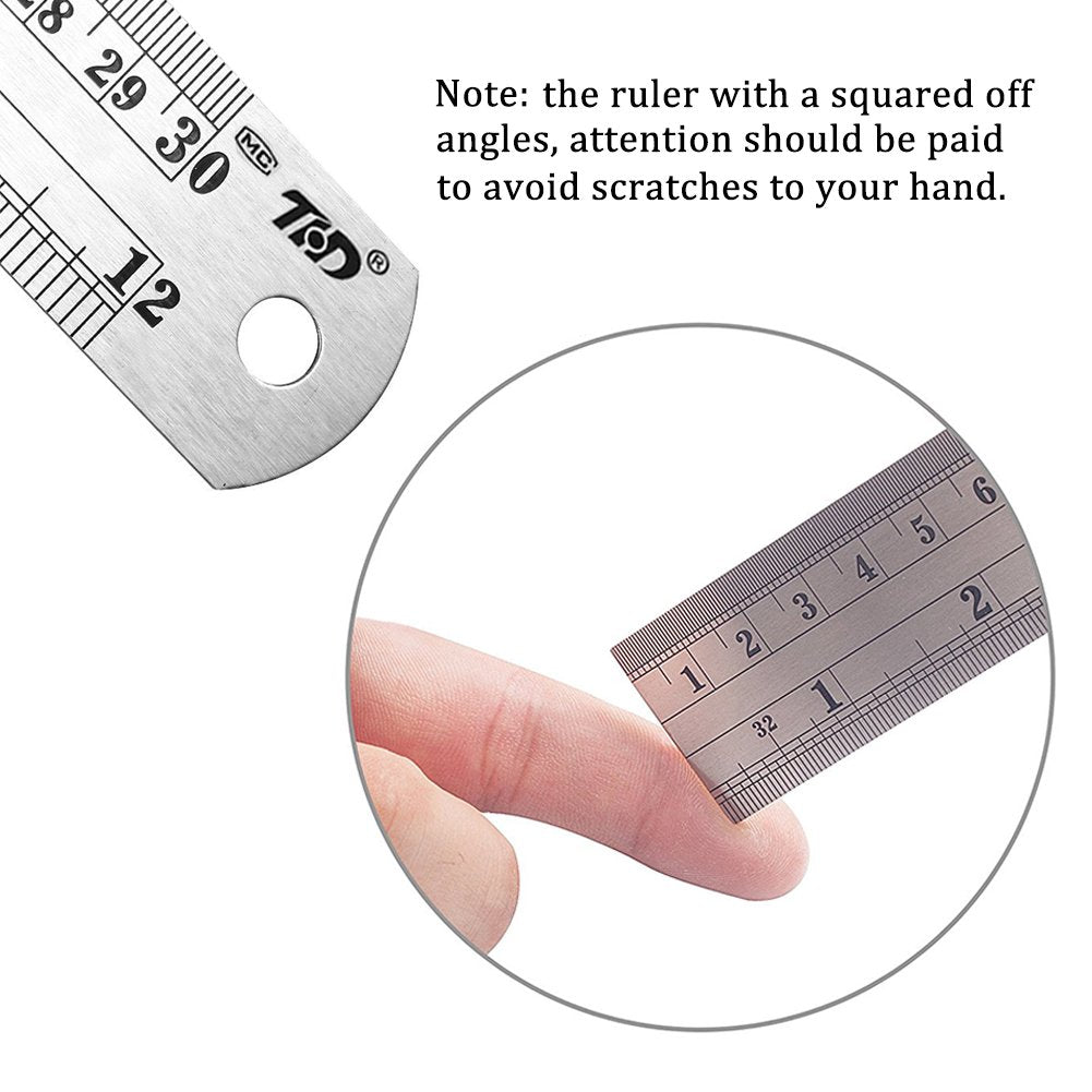 ZZTX Metal Ruler 6 Inch 12 Inch 16 Inch Stainless Steel 6 Pack