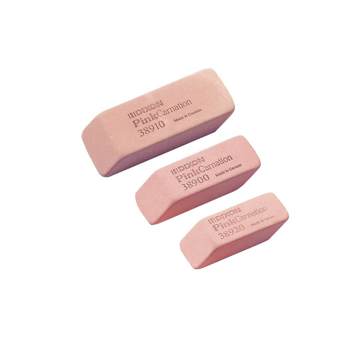 Dixon Pink Carnation Large Erasers, Pink, Dozen (38910)