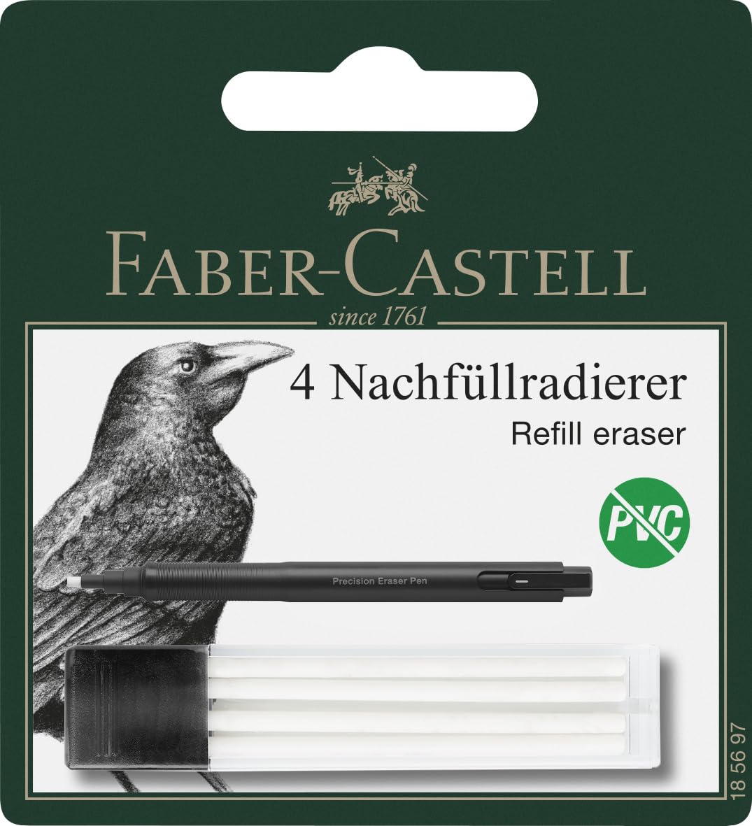 Faber-Castell 185610 - Eraser Pen Precision Eraser Pen, Includes Refill Eraser, for Professionals and Hobby Artists, White