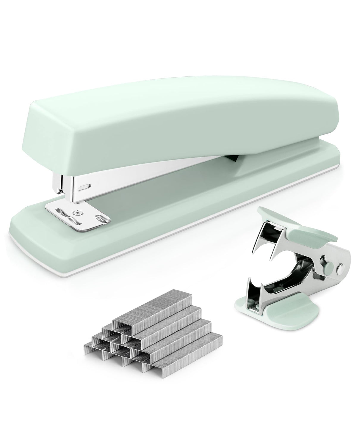 Deli Stapler, 2000 Staples and 2 Staple Removers, 2 Pack, White