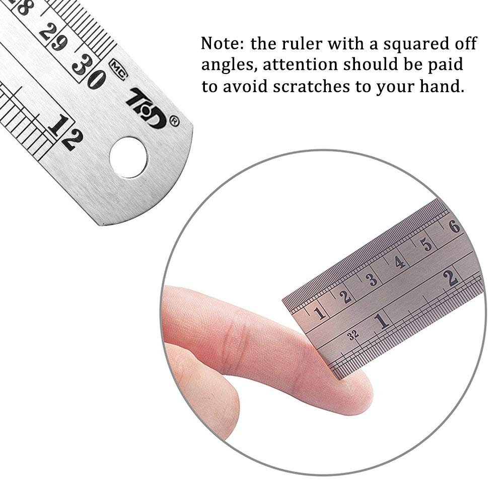 ZZTX Metal Ruler 6 Inch 12 Inch 16 Inch Stainless Steel 3 Pack