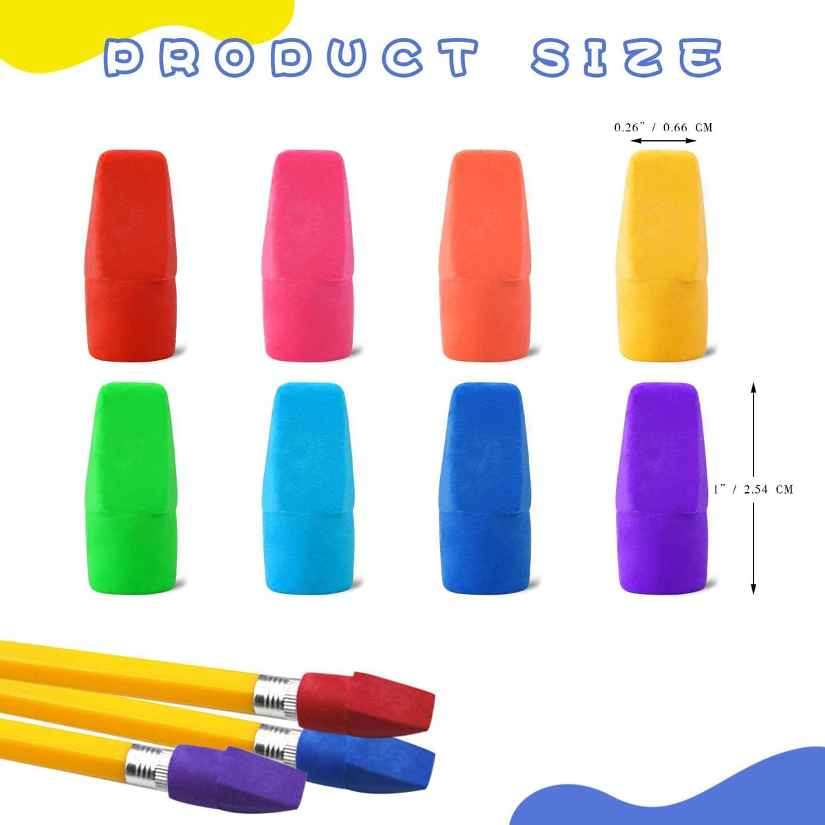 PRALB- 400 Pack Pencil Top Erasers, Latex-Free, Caps for Pencils
