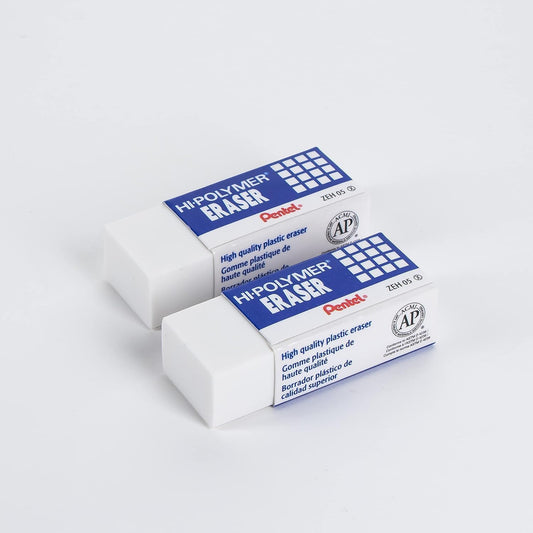 Pentel Hi-Polymer Eraser - White Polymer Block Erasers, Small, Pack of 18