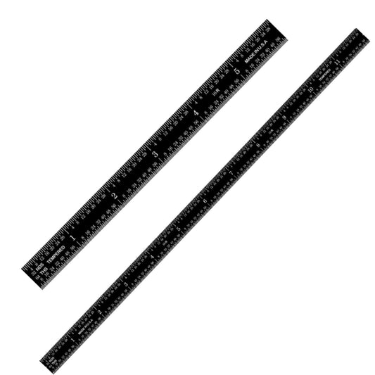 PEC Tools Stainless Steel Ruler Set (6"+12"), High-Contrast Machinist Ruler with Markings 1/32", 1/64", 1/50" and 1/100", Made in USA