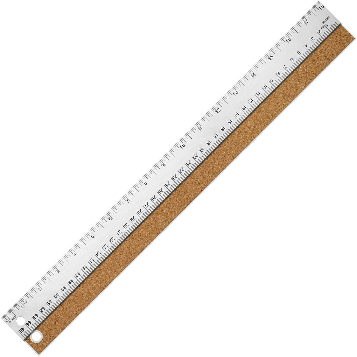 6+12+18 inch Metal Ruler with Cork Backing, Imperial & Metric Markings