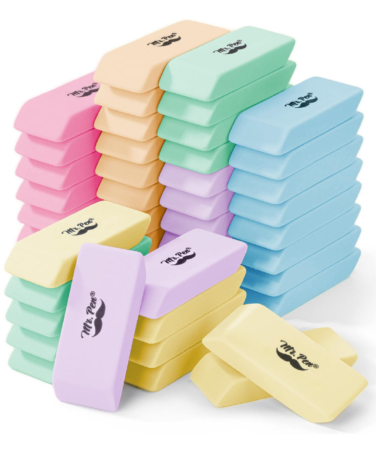 Mr. Pen- Pink Pencil Eraser Bulk, 48 Pack