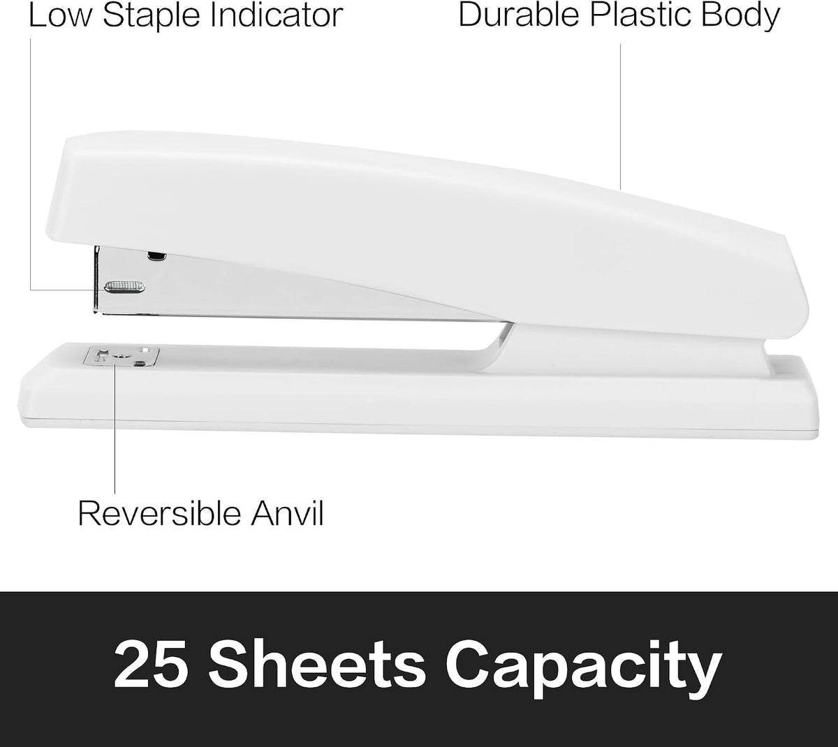 Deli Stapler, 2000 Staples and 2 Staple Removers, 2 Pack, White