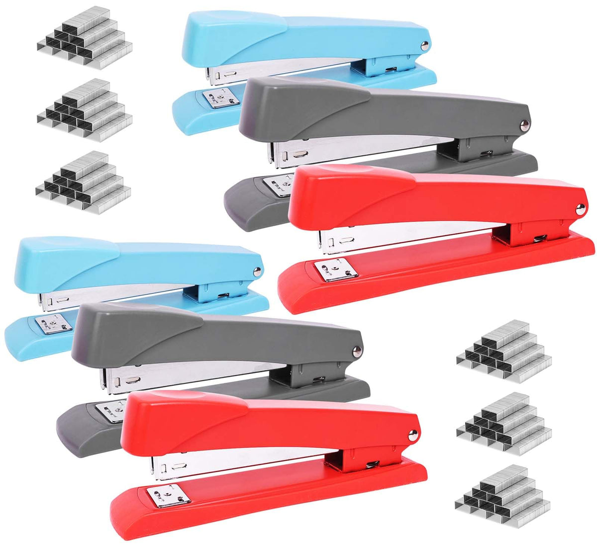 Clipco Stapler with 2000 Staples Full Desk Size Black (Pack of 6)