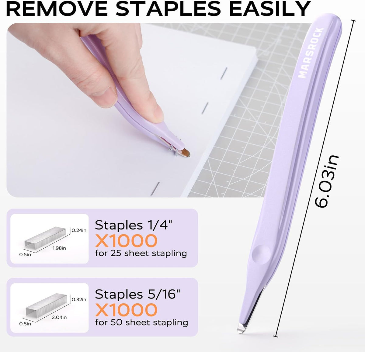 Marsrock Heavy Duty Stapler for Desk with 40-50 Sheet, 2000 Staples, Purple