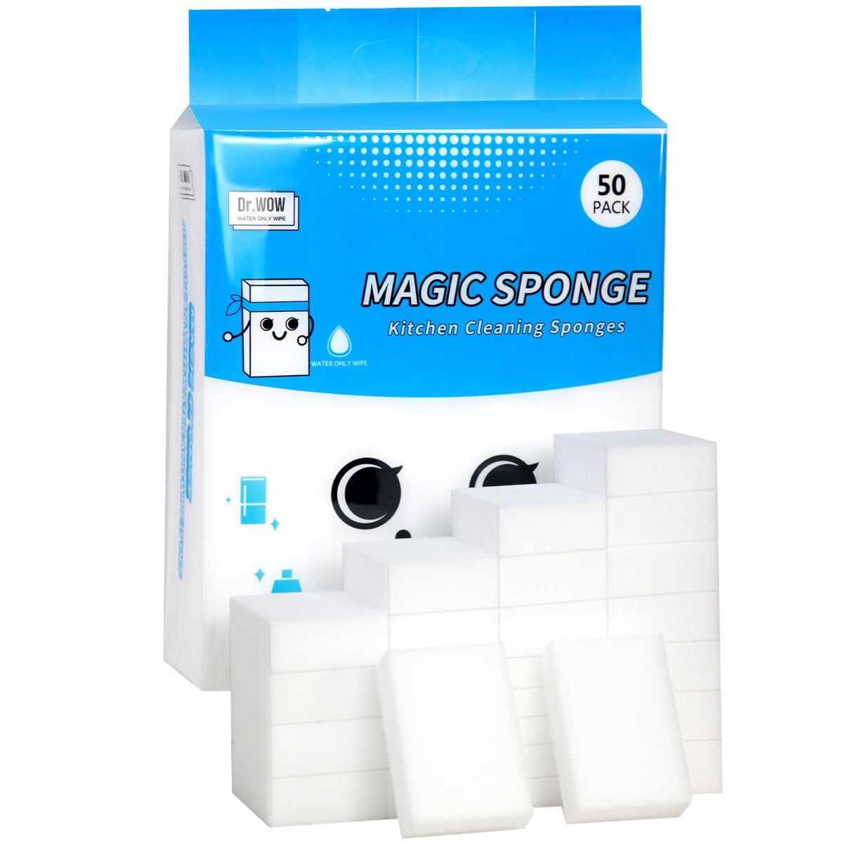 Extra-Thick Melamine Sponge Erasers, 50 Count, 3.94 x 2.76 x 1.18 in