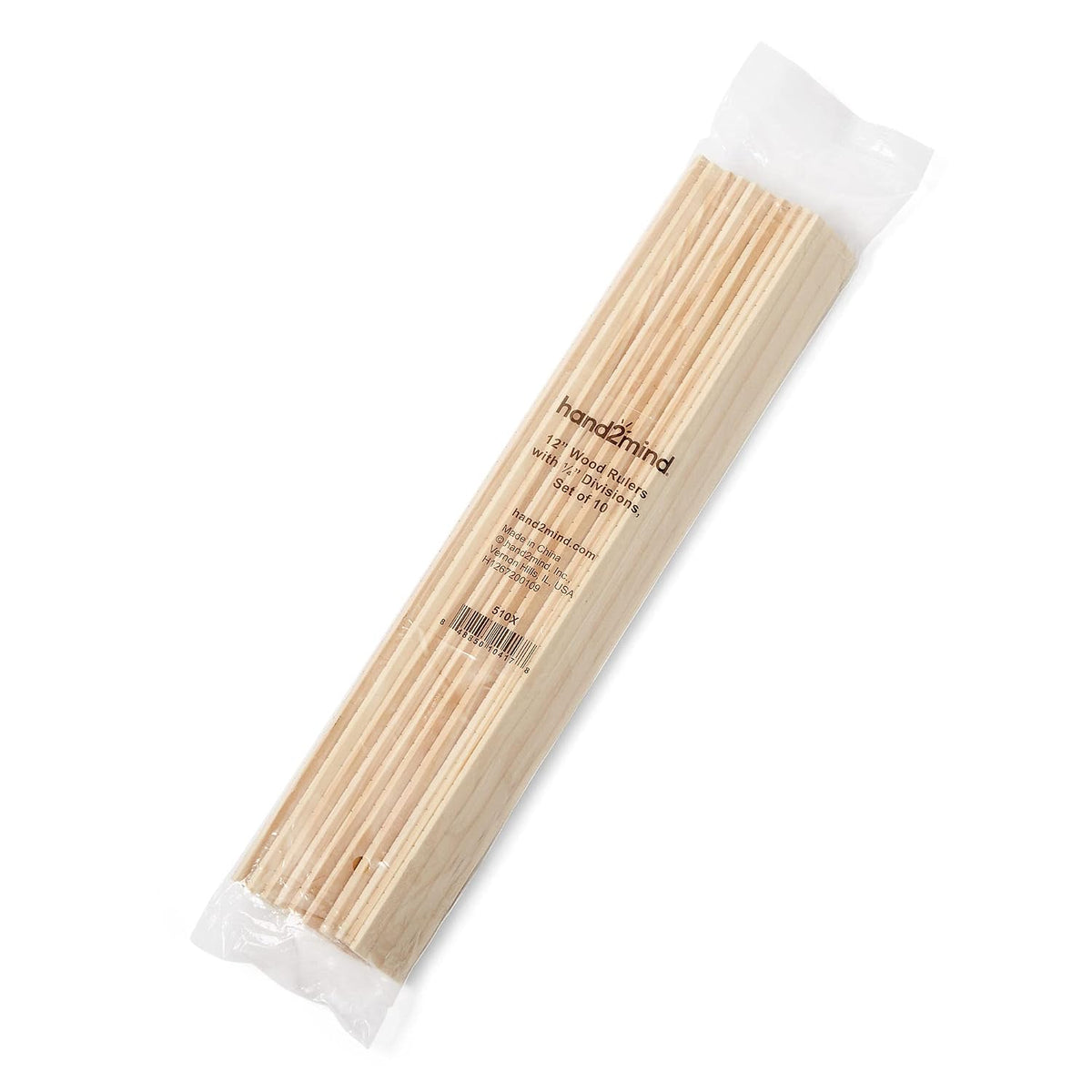 hand2mind 12 inch Wood Rulers with 1/4 Divisions, Pack of 10