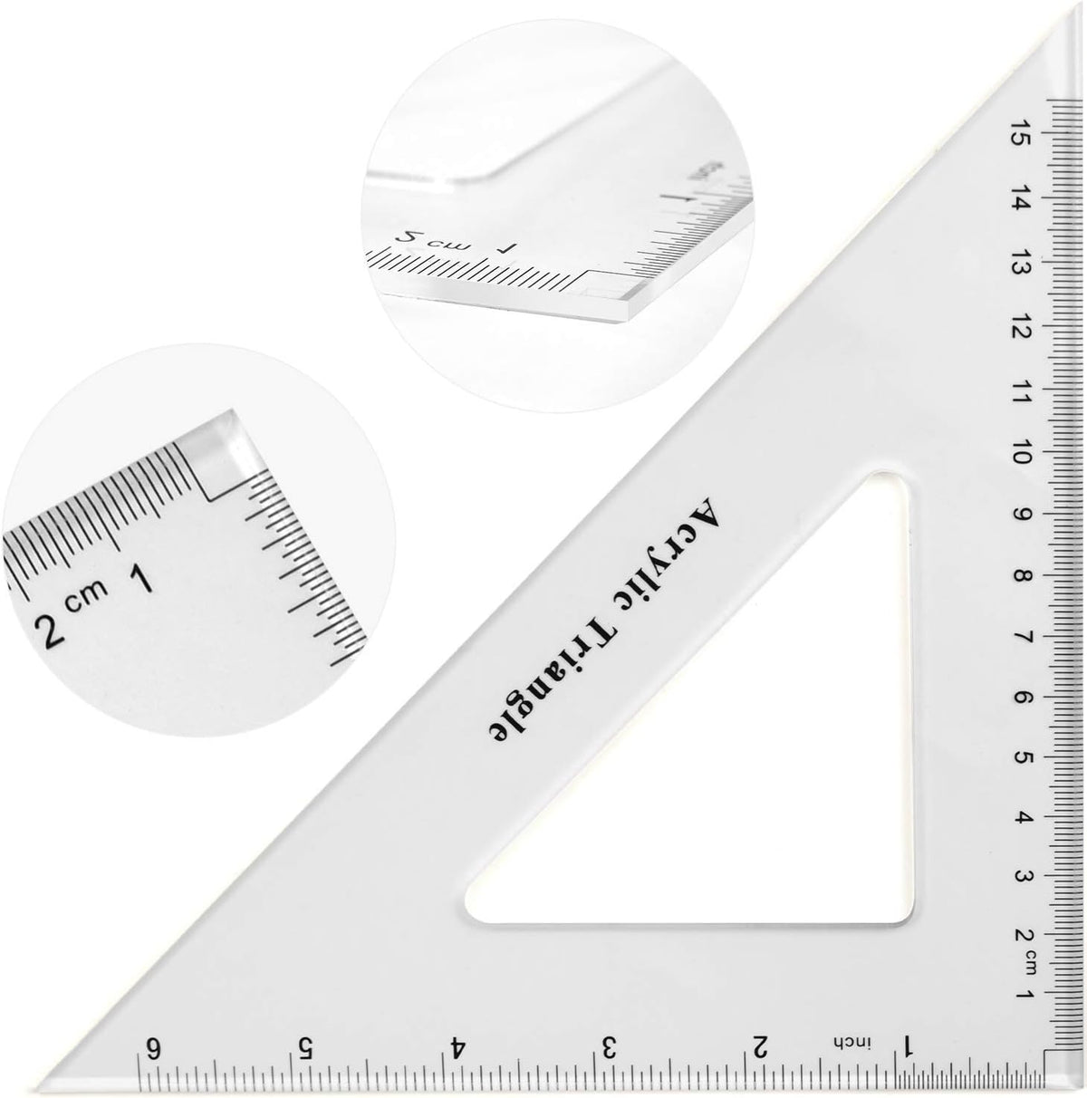 Coopay Large Triangle Ruler Set, Clear Acrylic, 30/60 and 45/90 Degrees