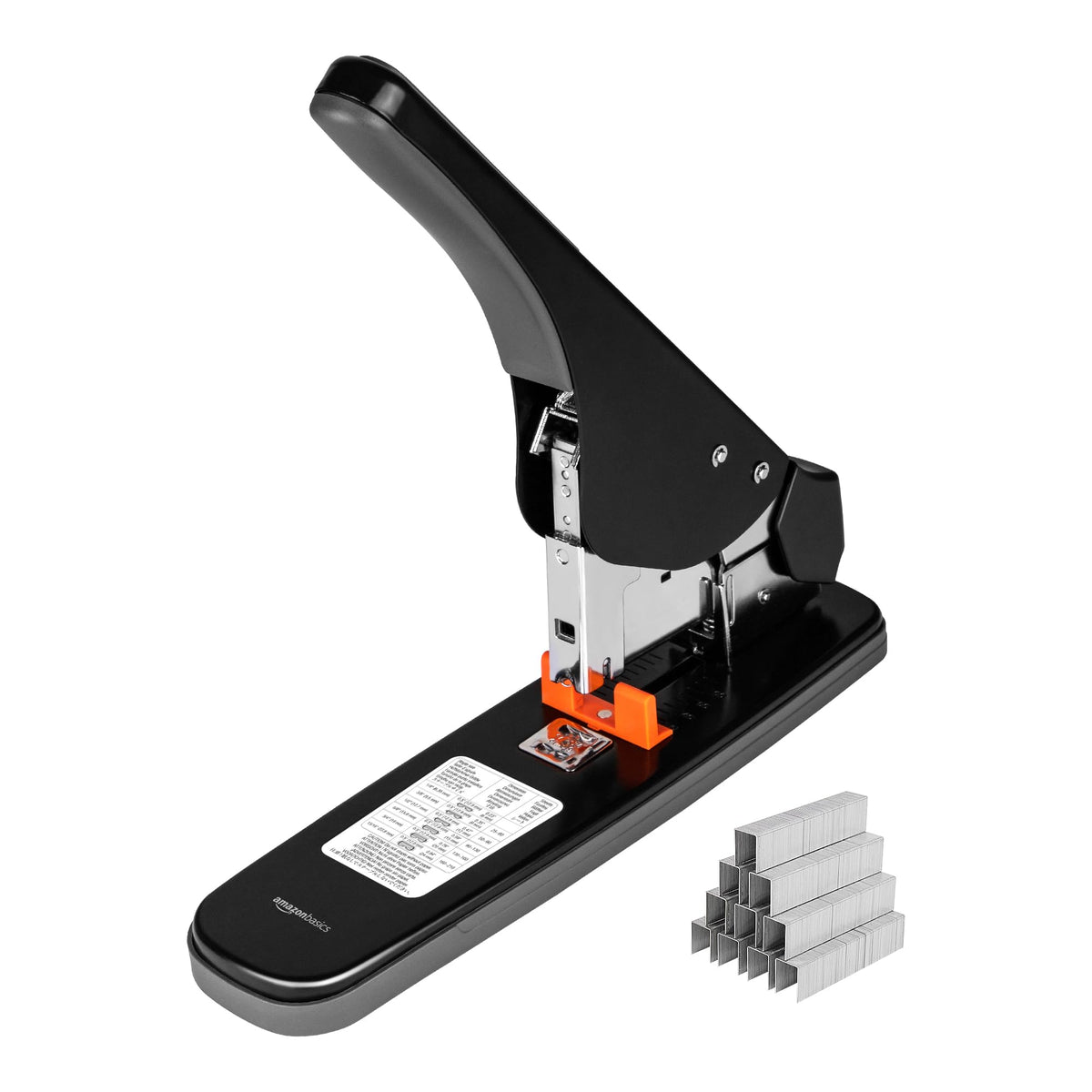 Amazon Basics Heavy-Duty Stapler, 90 Sheets High Capacity, Non-Slip, Large Office Stapler with 1000 Staples, Black