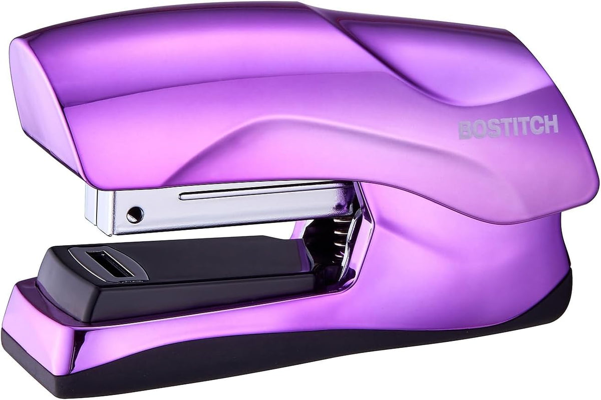 Bostitch Office Heavy Duty Stapler, 40 Sheet Capacity, No Jam, Half Strip, Fits into the Palm of Your Hand, For Classroom, Office or Desk, Metallic Purple
