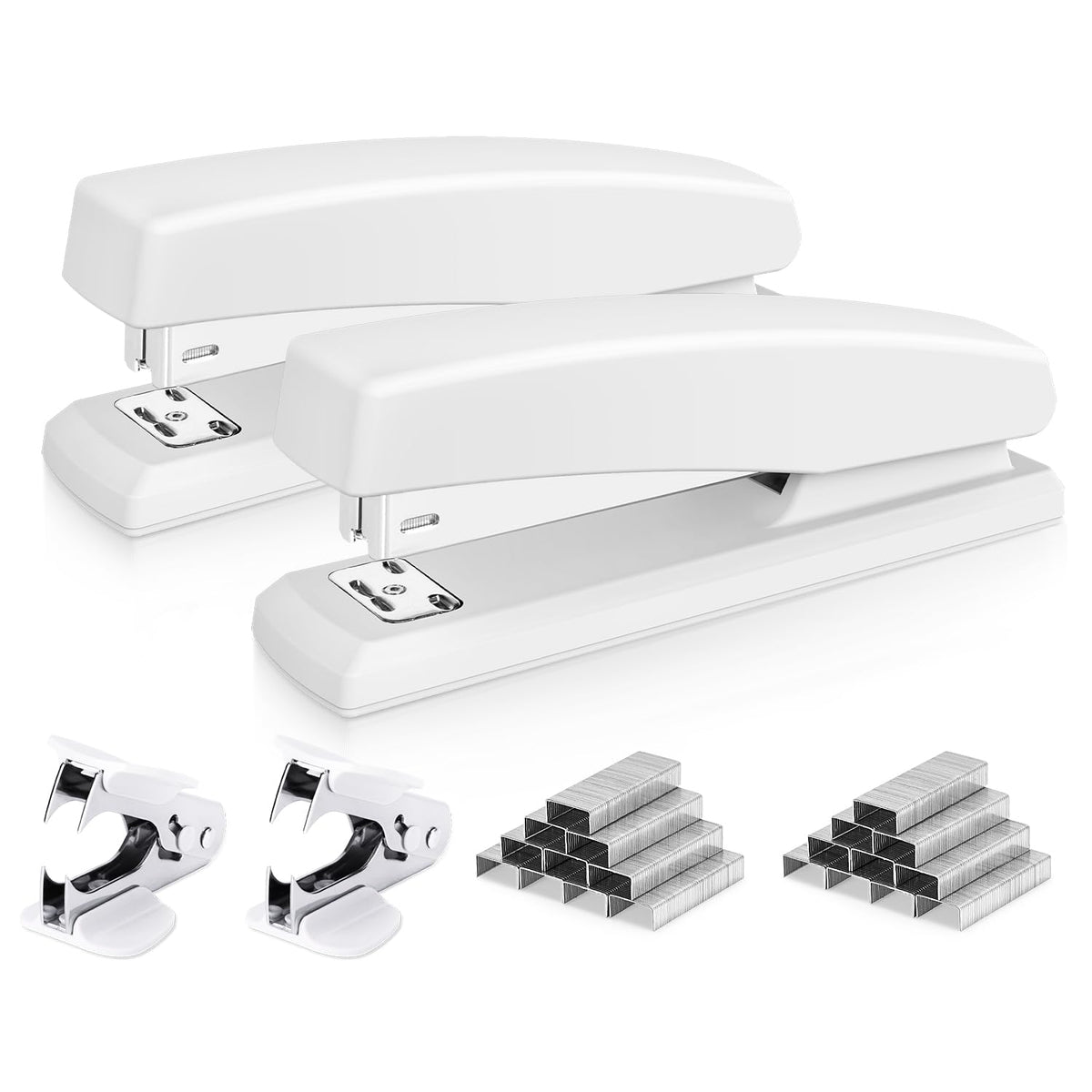 Deli Stapler, 2000 Staples and 2 Staple Removers, 2 Pack, White