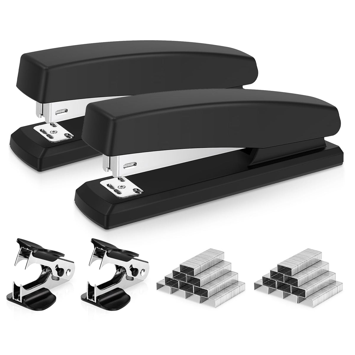 Deli Stapler, 2000 Staples and 2 Staple Removers, 2 Pack, White